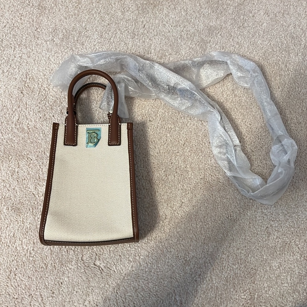 Burberry TB leather canvas phone tote - Picture 9 of 11